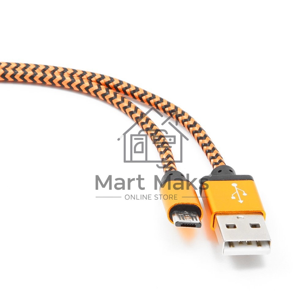 Кабель Gembird USB 2.0 Cablexpert CC-mUSB2oe1m, AM/microBM 5P, 1м, нейлоновая оплетка, алюминиевые разъемы, оранжевый, пакет