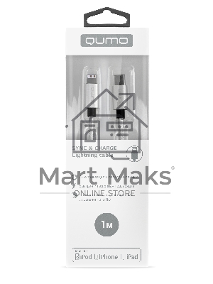 Кабель Qumo MFI, Type-С -Apple 8 pin, 1м, Type-C, 5В, 2,4А, 12W, нейлоновая оплетка, металлический коннектор, серебро Кабель Qumo MFI, Type-С -Apple 8 pin, 1м, Type-C, 5В, 2,4А, 12W, нейлоновая оплетка, металлический коннектор, серебро