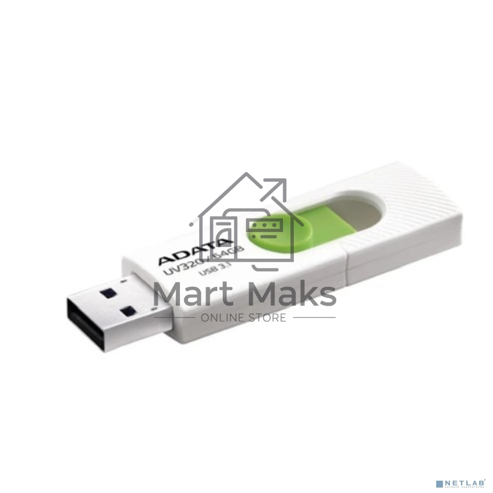 Флешка USB ADATA R/W 64GB USB 3.2 Gen1 AUV320-64G-RWHGN белый/зеленый