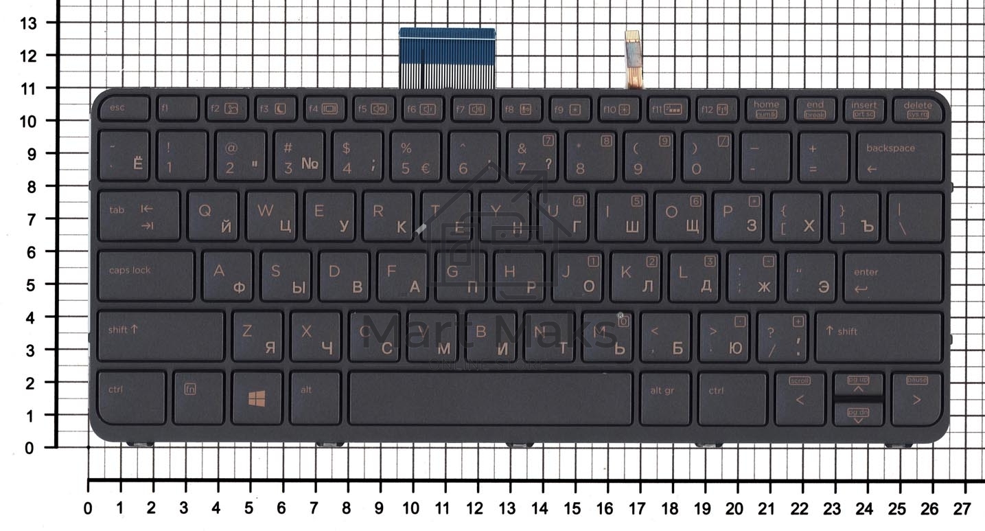 Клавиатура для ноутбука HP EliteBook Folio 1020 G1 черная с подсветкой