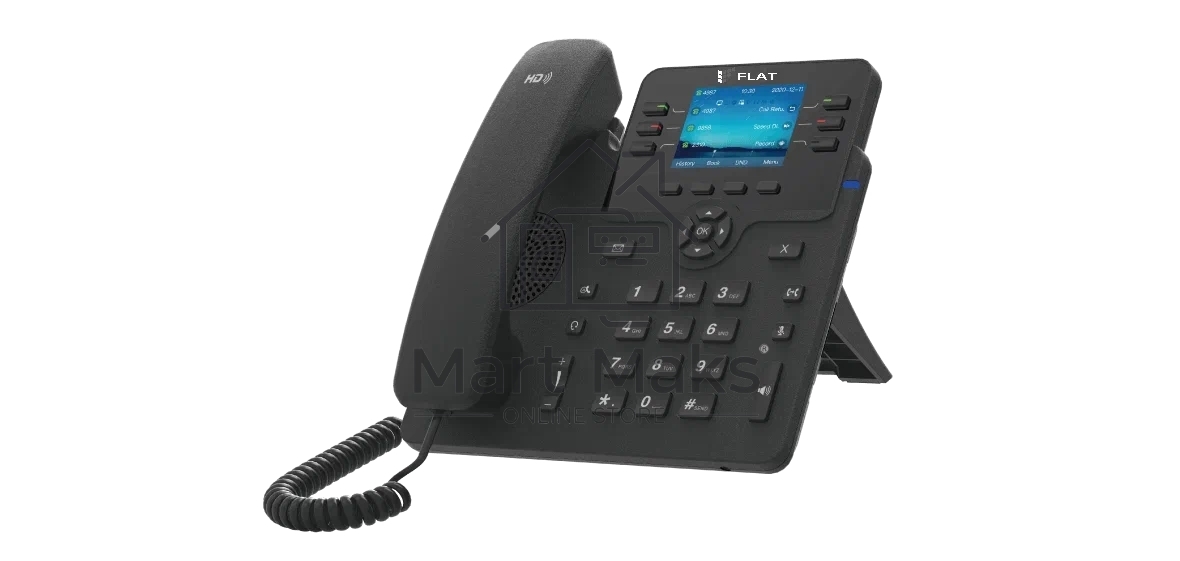 IP-телефон Flat-Phone B6: 6 SIP-аккаунтов, 2 порта 10/100/1000BASE-T (RJ-45), ЖК-дисплей, PoE