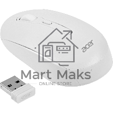 Мышь беспроводная Acer OMR308 белый, 1600 dpi, радиоканал, Bluetooth, USB, кнопки - 4