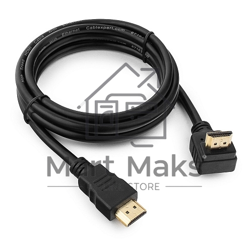 Кабель Cablexpert HDMI CC-HDMI490-6, 19M/19M, v2.0, медь, позол.разъемы, экран, угловой, 1.8м, черный, пакет