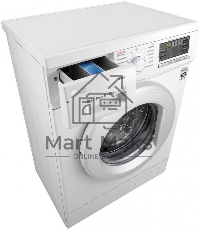 Стиральная машина LG F1296CDS0 белая, загрузка фронтальная 6кг, 1200 об/мин., класс: B