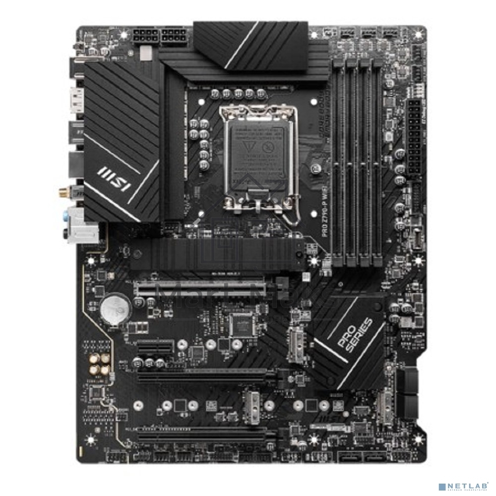 Материнская плата MSI PRO Z790-P WIFI, LGA 1700, Intel Z790, 4xDDR5, 6xSATA, 4xM.2, 1xPCIe 5.0 x16, 1xPCIe 4.0 x16, 1xPCIe 3.0 x16, 1xPCIe x1, 1xHDMI, 1xDP, 1x2.5Gb LAN, 4xUSB-A 2.0, 2xUSB-A 3.2 Gen 1, 1xUSB-A 3.2 Gen 2, 1xUSB-C 3.2 Gen 2x2, 6x3.5мм, 7.1,