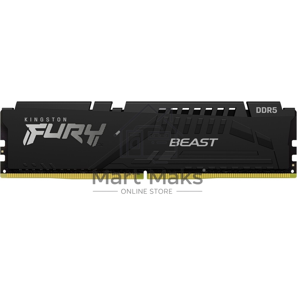 Оперативная память Kingston Fury Beast, DDR5, 16GB (1x16GB), 6000MHz, CL36, DIMM, с радиатором, черный