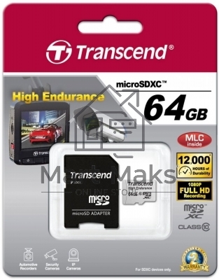 Флэш карта 64Gb microSDXC Transcend (TS64GUSDXC10V), Class 10, RTL