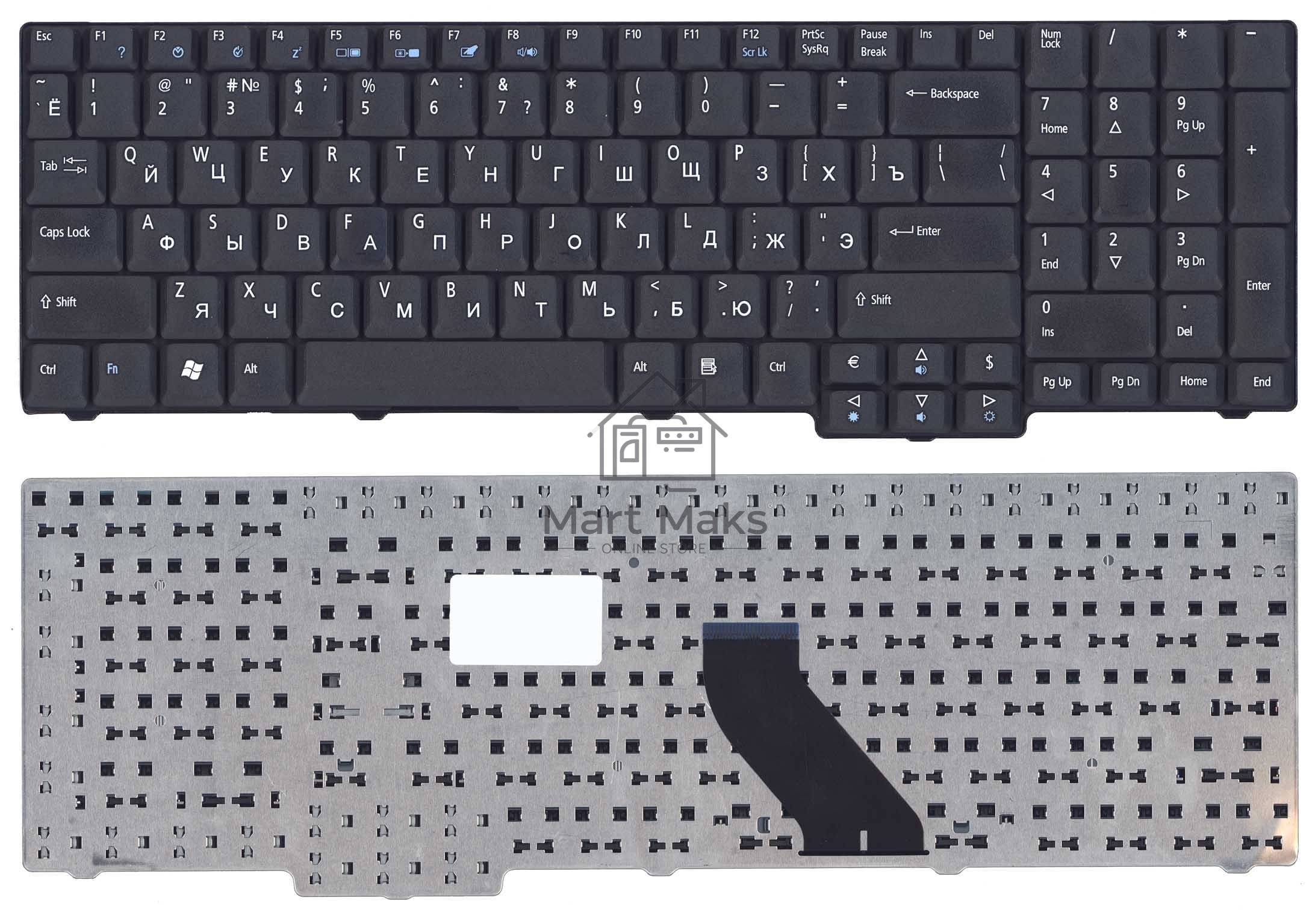Клавиатура для ноутбука Acer Aspire 5335 5735 6530G 6930G черная матовая