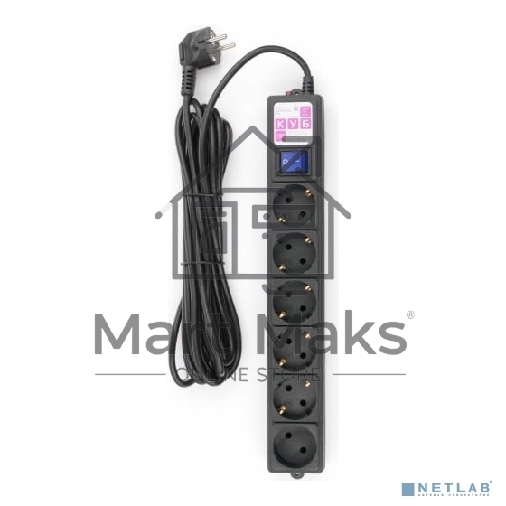 Сетевой фильтр PC черный 5м 6 р 16А_SPG6-B5M