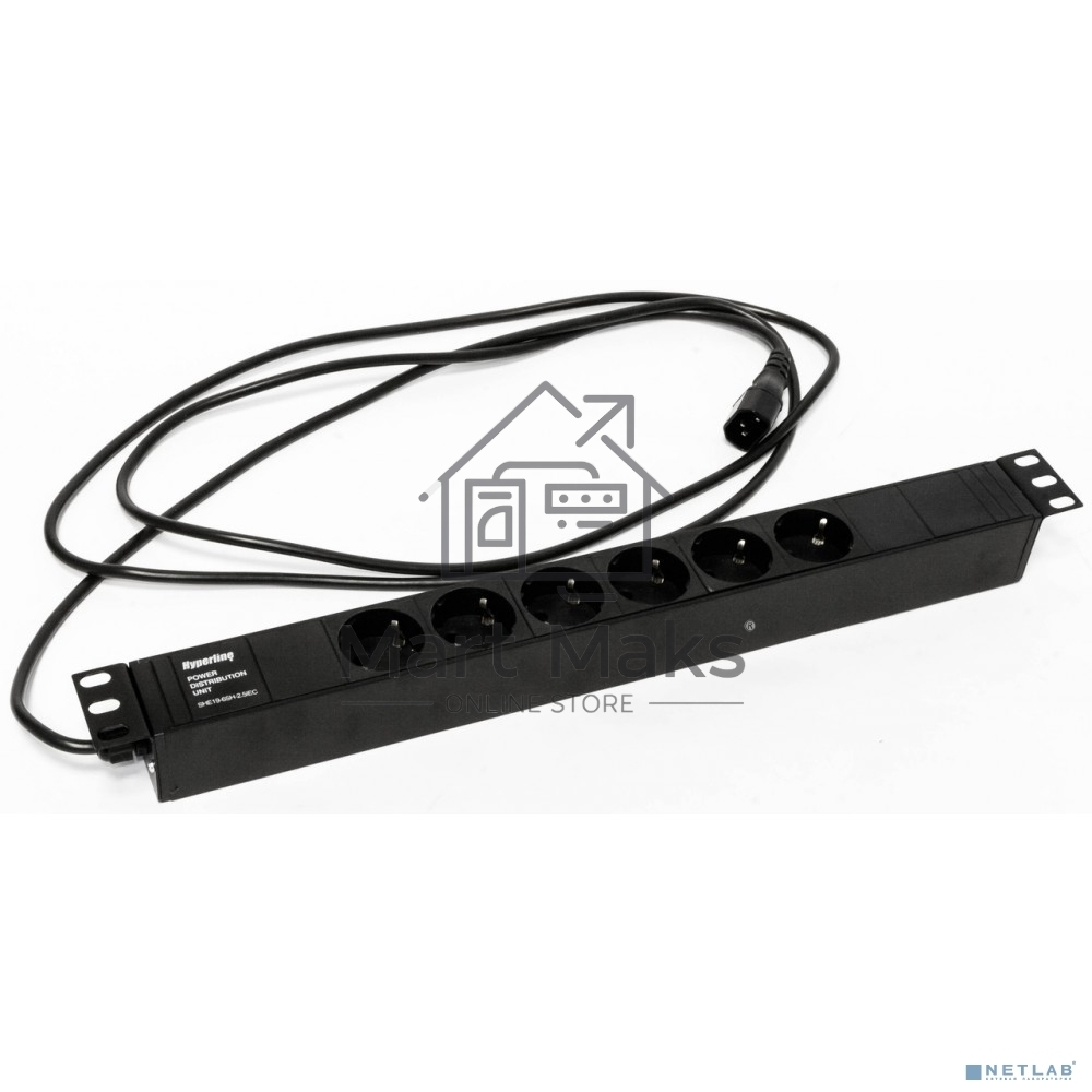 Блок розеток Hyperline SHE19-6SH-2.5IEC для 19