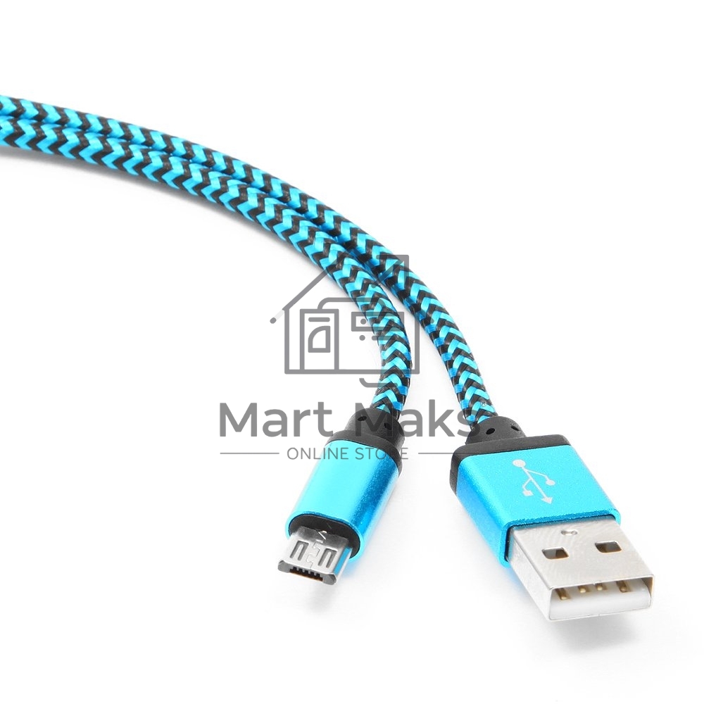 Кабель Gembird USB 2.0 Cablexpert CC-mUSB2bl1m, AM/microBM 5P, 1м, нейлоновая оплетка, алюминиевые разъемы, синий, пакет