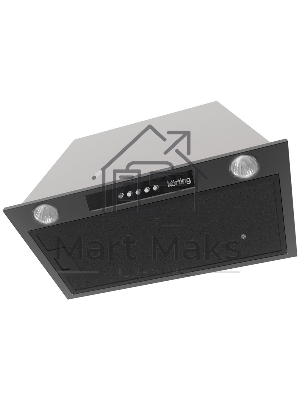 Встраиваемая вытяжка Korting KHI 6530 N / 60 см, 450 м3/ч, механическое управление, 3 режима, угольный фильтр в комплекте, черная