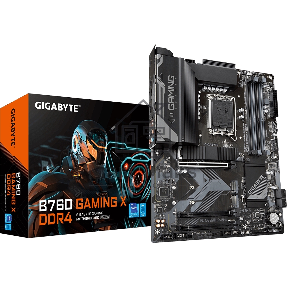 Материнская плата Gigabyte B760 GAMING X DDR4, LGA 1700, Intel B760, 4xDDR4, 4xSATA, 3xM.2, 1xPCIe 4.0 x16, 2xPCIe 3.0 x1, 1xHDMI, 1xDP, 1x 2.5Gb LAN, 1xUSB 3.2 Gen 2, 2xUSB-A 3.2 Gen 1, 5xUSB-A 2.0, 6x3.5 мм, 7.1, ATX