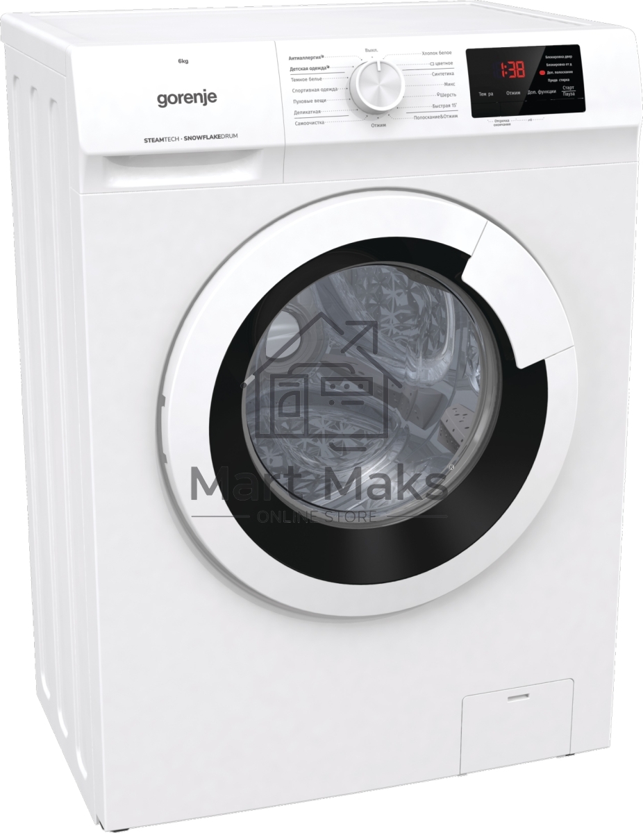 Стиральная машина Gorenje WHE60SFS белый загр. фронтальная макс.: 6 кг 1000об/мин класс: А+++