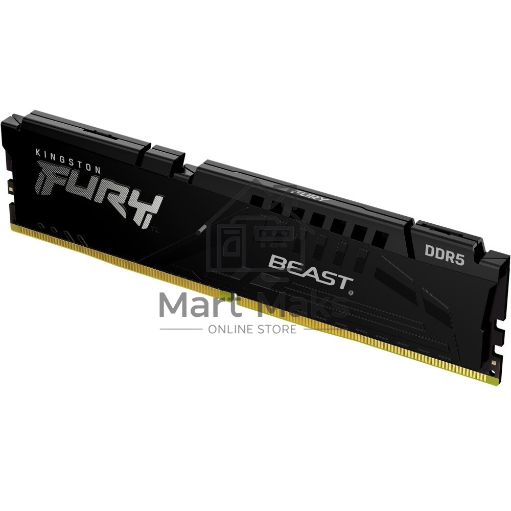 Оперативная память Kingston Fury Beast, DDR5, 32GB (1x32GB), 5200MHz, CL36, DIMM, с радиатором, черный