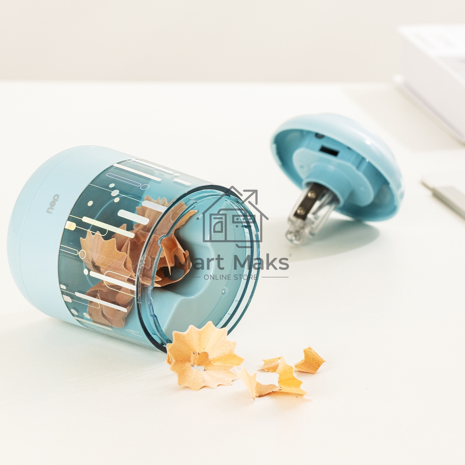 Точилка для карандашей электрическая Deli EH508-BL, 1 отверстие, пластик, синий (батарея)