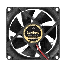 Вентилятор 12В DC ExeGate ExtraSilent ES08025B2P (80x80x25 мм, 2-Ball (двойной шарикоподшипник), 2pin, 2000RPM, 19dBA)