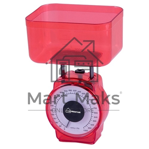 Весы кухонные механические HOMESTAR HS-3004М, 002795 красный, макс.нагрузка 1кг (в уп. 40 шт)