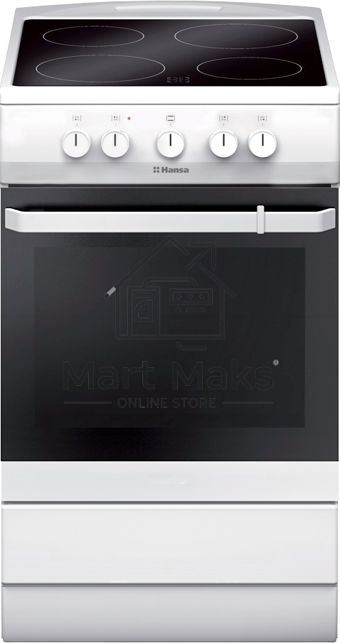 Плита электрическая Hansa FCCW54000 белый, конфорок 4 шт, духовка 68 л, 50 см x 85 см x 60 см