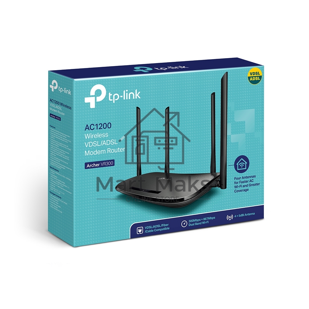 Роутер беспроводной TP-Link Archer VR300 AC1200 10/100BASE-TX/ADSL черный