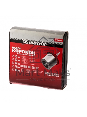 Набор коронок Matrix по керамич. плитке, 33-53-67-73-83 мм + напил., в пласт.боксе, 6-гран.хвост.