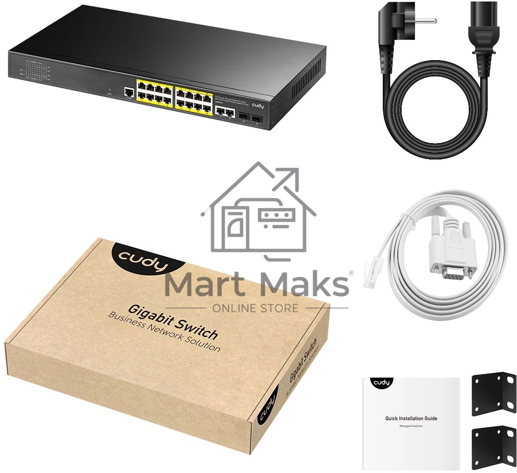 Коммутатор Cudy GS2018PS2-200W (L2) 16x1Гбит/с 2SFP 16PoE+ 200W управляемый