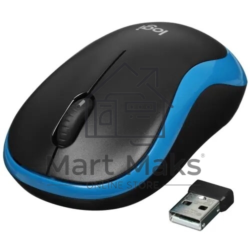 Мышь беспроводная Logitech M185 синий, 1000 dpi, радиоканал, USB, кнопки - 3