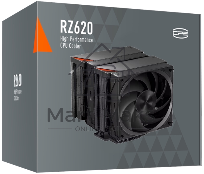 Кулер для процессора PCCooler RZ620 BK (260W, 4-pin PWM, 157.5мм, Al/Cu, 6x6мм, 1x120мм, 86.73CFM, 32dBA, 2200RPM, S: 1851/1700/1200/115X, AM5/AM4, черный)