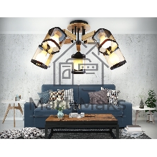 Светильник Ambrella light TR9529/5 BK/GD/TI черный/золото/янтарь E27*5 max 40W D670*260