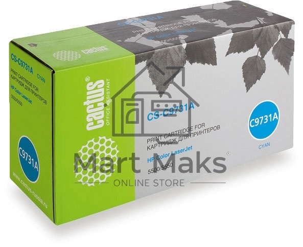 Картридж лазерный Cactus CS-C9731A голубой (12000 стр.) для HP Color LaserJet 5500/5550