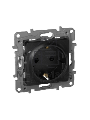 Механизм розетки 1-м СП Etika 2К+З 16А защ. шторки с заземл. винт. зажимы антрацит Leg 672622