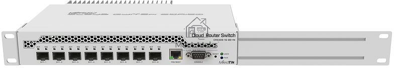Коммутатор MikroTik CRS309-1G-8S+IN 8 SFP+, dual-core 800MHz CPU, 512MB RAM, POE, RS232 serial port