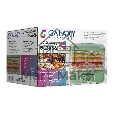 Сушилка для овощей и фруктов Galaxy GL2636, мятный(4шт) Сушилка электрическая для овощей и фруктов мощность350 Вт,5 прозрачных регулируемых по высоте поддонов, регулятор температуры, напряжение 220-240 Вт, частота 50