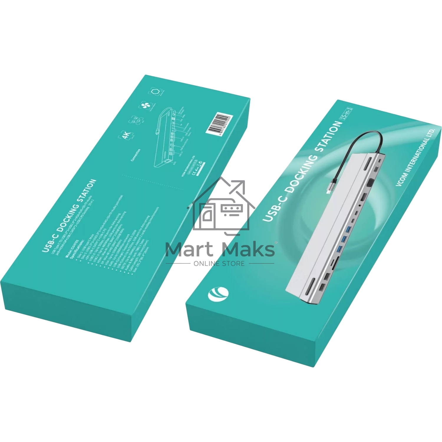 Адаптер VCOM TypeC -->3*USB3.0+2*USB2.0+VGA+RJ45+SD+TF+AUD+HDMI+DP+2*USB3.1 Data+PD