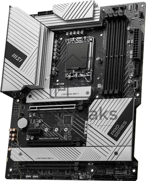 Материнская плата MSI PRO Z790-A MAX WIFI, LGA 1700, Intel Z790, 4xDDR5, 6xSATA, 4xM.2, 1xPCI-E 5.0 x16, 1xPCI-E 4.0 x16, 1xPCI-E 3.0 x16, 1xPCI-E x1, 1xHDMI, 1xDP, 1x2.5Gb LAN, 2xUSB-A 2.0, 2xUSB-A 3.2 Gen 1, 3xUSB-A 3.2 Gen 2, 1xUSB-C 3.2 Gen 2x2, 5x3.5