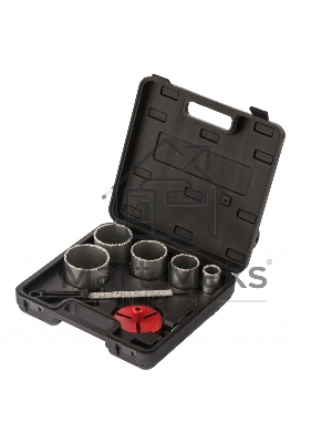 Набор коронок Matrix по керамич. плитке, 33-53-67-73-83 мм + напил., в пласт.боксе, 6-гран.хвост.