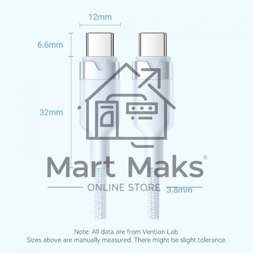 Кабель Vention USB 2.0 CM/CM - 2м. черный 3А PD60W
