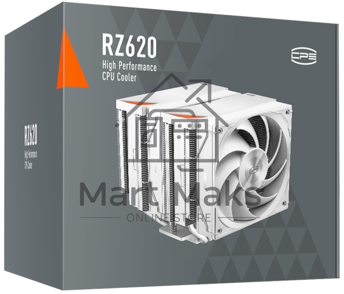 Кулер для процессора PCCooler RZ620 WH (260W, 4-pin PWM, 158мм, Al/Cu, 6x6мм, 2x120мм, 86.73CFM, 32dBA, 1800RPM, S: 1851/1700/1200/115X, AM5/AM4, белый)