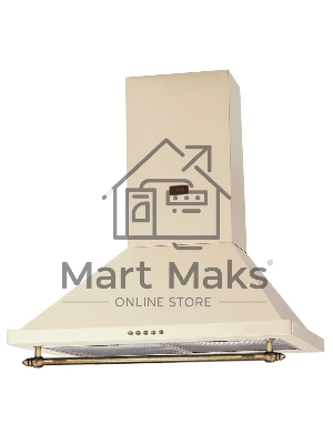 Купольная вытяжка Korting KHC 6750 RB Ширина 60 см, Античный белый + кант, выполненный из натурального дерева, цает кнопок - бронза, Мощность: 750 м3/ч, Уровень шума: 54 дБ, 3 режима,  Механическое управление, Алюминиевые жировые фильтры, 2 галогеновые ла