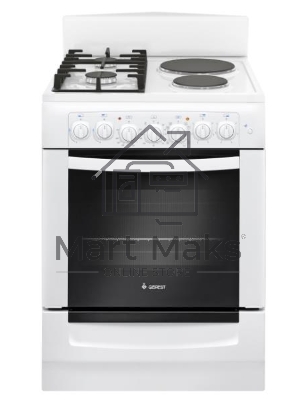 Плита комбинированная Gefest ПГЭ 6112-02 0112 белый, конфорок 2 газовых и 2 электрических, духовка 55 л, 60 см x 85 см x 60 см