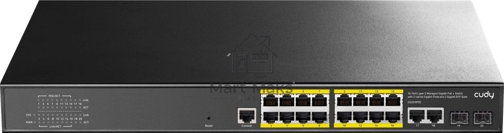 Коммутатор Cudy GS2018PS2-200W (L2) 16x1Гбит/с 2SFP 16PoE+ 200W управляемый