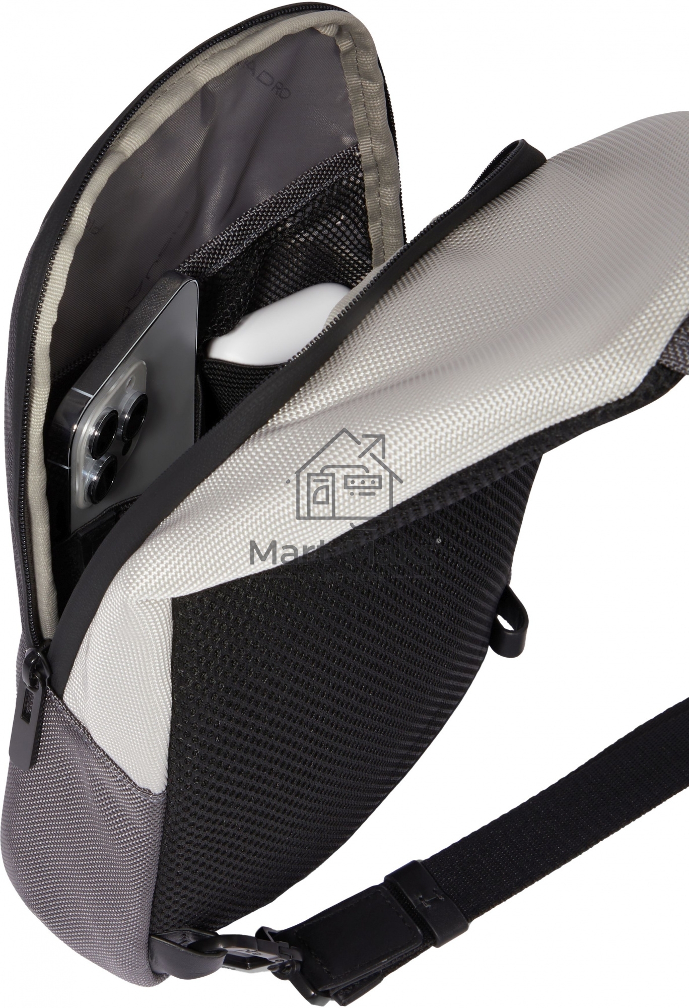 Рюкзак слинг мужской Piquadro Brief2 Special CA4536BR2S/GRN, нейлон/натур.кожа, серый/черный