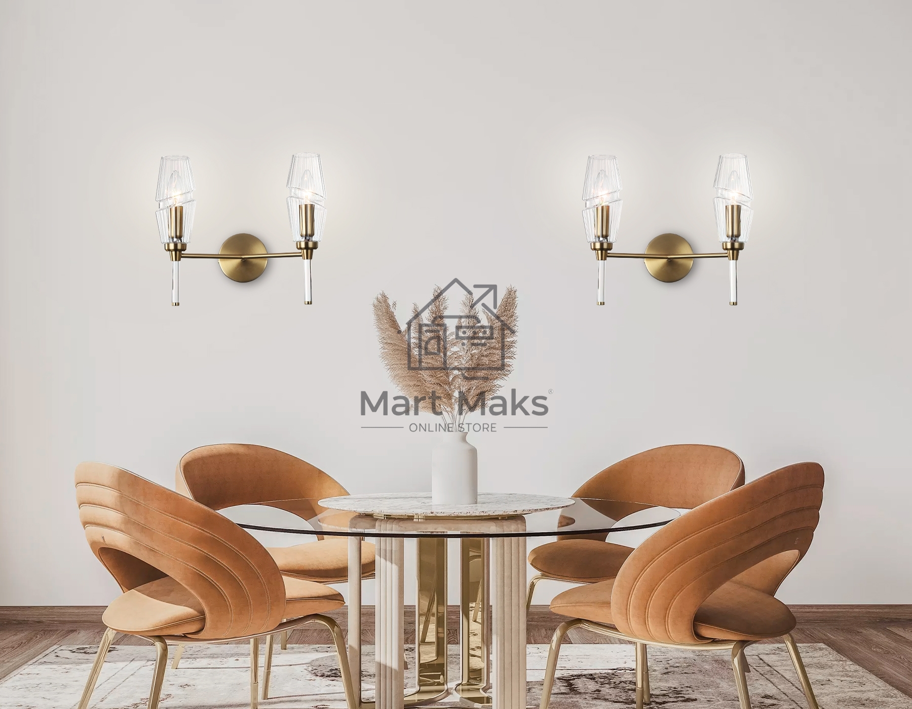 Настенный светильник Ambrella light LH55206/2 BS/CL латунь/прозрачный E14*2 max 40W 330*170*280