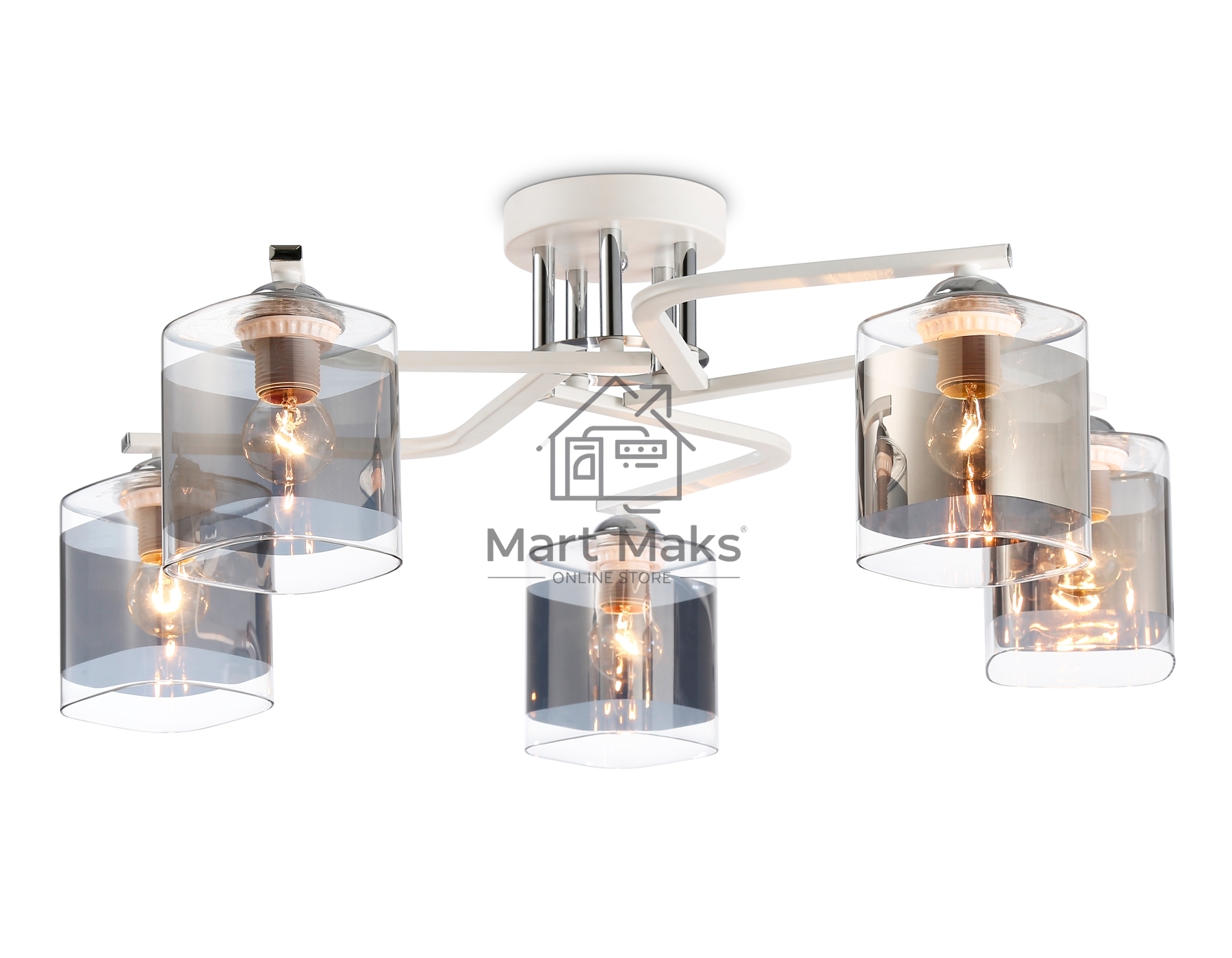 Светильник Ambrella light TR303219/5 WH/CH/SM белый/хром/дымчатый E27*5 max 60W D580*250