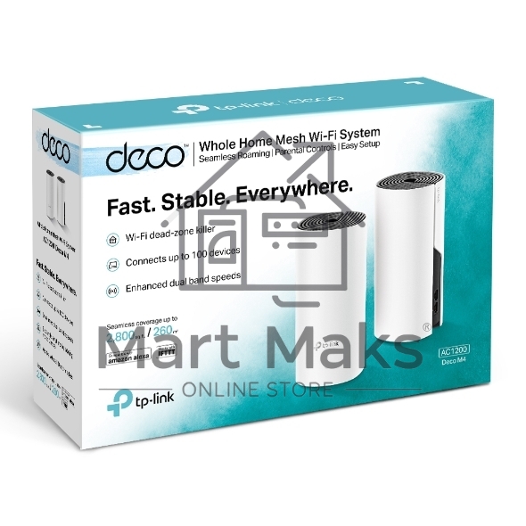 Роутер беспроводной TP-Link DECO M4 (DECO M4(2-PACK)) AC1200 10/100/1000BASE-TX (упак.:2шт)