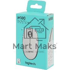 Мышь проводная Logitech M100 белый, 1000 dpi, USB, кнопки - 3