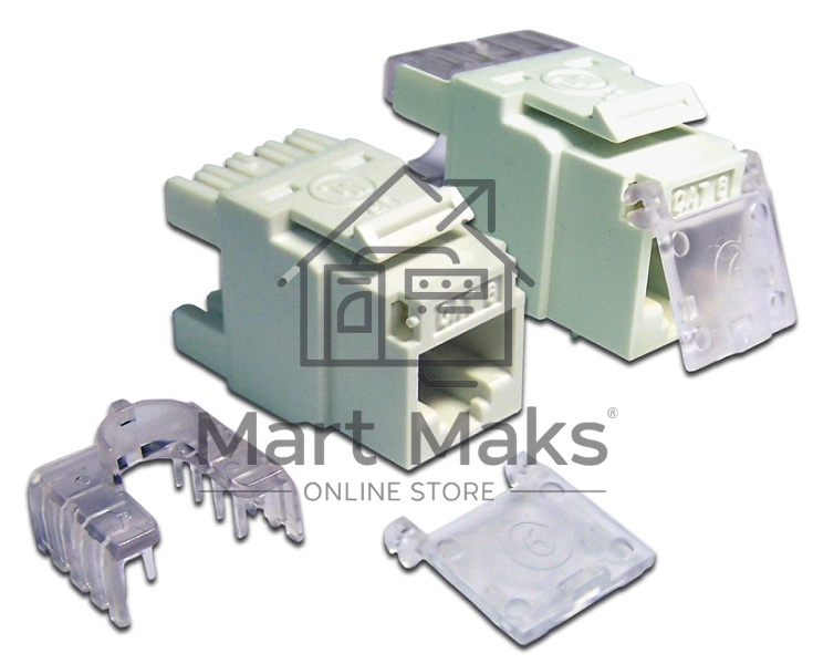 Модуль Keystone, RJ45, кат.6, UTP, 180 градусов, со шторкой, белый