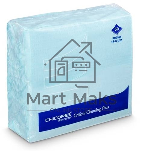 Салфетки для очистки оптики и зеркал, безворсовые Veraclean Critical Cleaning Wiper голубые (Katun/Chicopee) пак/50шт