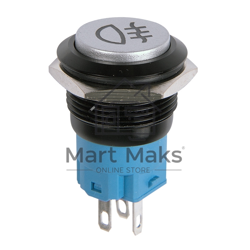 Кнопка антивандальная Rexant Ø19 Фикс 12В (2с) ON-OFF зеленая (Противотуманки)