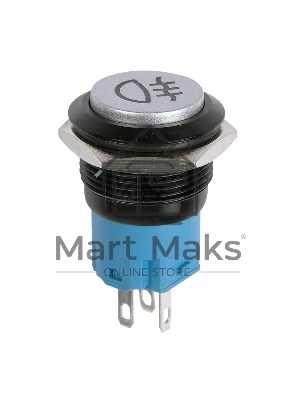 Кнопка  антивандальная Ø19 Фикс 12В (2с) ON-OFF зеленая (Противотуманки)  REXANT